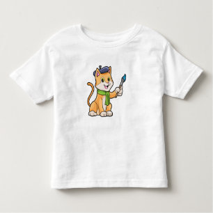 Kat als schilder met penseel en karf kinder shirts