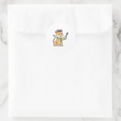 Kat als schilder met penseel en karf ronde sticker (Tas)