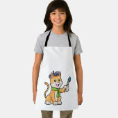 Kat als schilder met penseel en karf schort (Insitu)