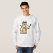 Kat als schilder met penseel en karf t-shirt (Voorkant volledig)