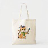 Kat als schilder met penseel en karf tote bag (Voorkant)
