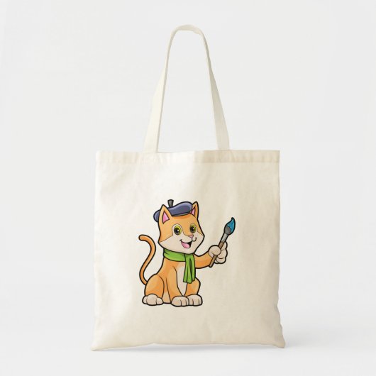 Kat als schilder met penseel en karf tote bag (Voorkant)