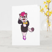 Kat als secretaresse met notitieblok kaart (Gele Bloem)