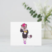 Kat als secretaris, Notitieblok Briefkaart (Staand voorkant)