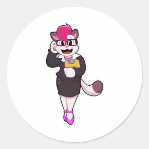 Kat als secretaris, Notitieblok Ronde Sticker