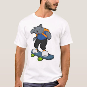 Kat als Skateboarder met Skateboard T-shirt