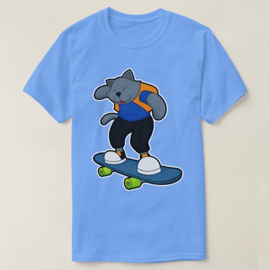 Kat als Skateboarder met Skateboard T-shirt (Design voorkant)