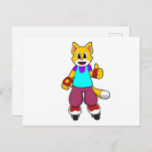 Kat als Skater met gealigneerde schaatsen Briefkaart (Voorkant / Achterkant)