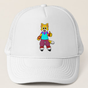 Kat als Skater met gealigneerde schaatsen Trucker Pet
