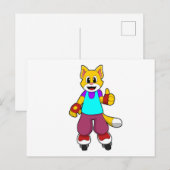 Kat als skater met inline schaatsen briefkaart (Voorkant / Achterkant)