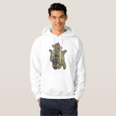 Kat als Skater met skateboard Hoodie (Voorkant volledig)