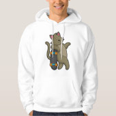 Kat als Skater met skateboard Hoodie (Voorkant)