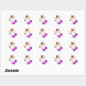 Kat als Skater met skateboard Vierkante Sticker (Vel)