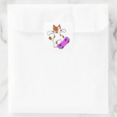 Kat als Skater met skateboard Vierkante Sticker (Tas)