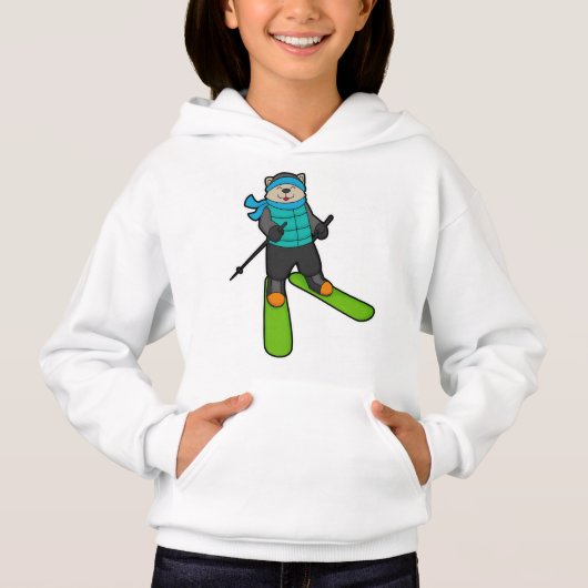 Kat als Skier met skiën (Voorkant)