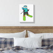 Kat als Skier met skiën Canvas Afdruk (Insitu (Slaapkamer))
