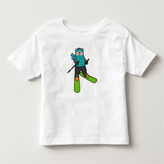 Kat als Skier met skiën Kinder Shirts (Voorkant)
