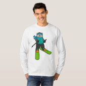 Kat als Skier met skiën T-shirt (Voorkant volledig)