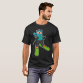 Kat als Skier met skiën T-shirt (Voorkant volledig)