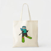 Kat als Skier met skiën Tote Bag (Voorkant)