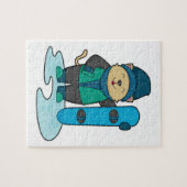 Kat als Snowboarder met Snowboard Legpuzzel (Horizontaal)