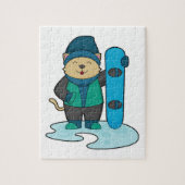 Kat als Snowboarder met Snowboard Legpuzzel (Verticaal)