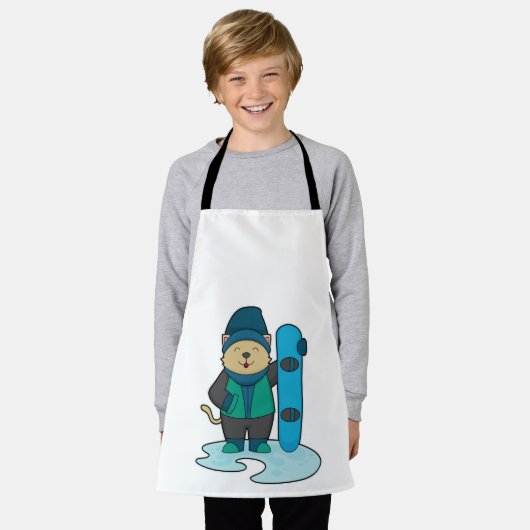 Kat als Snowboarder met Snowboard Schort (Gedragen)