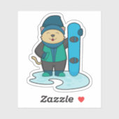 Kat als Snowboarder met Snowboard Sticker (Vel)