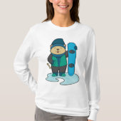 Kat als Snowboarder met Snowboard T-shirt (Voorkant)