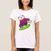 Kat als Snowboarder met Snowboard T-shirt (Voorkant)