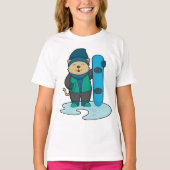 Kat als Snowboarder met Snowboard T-shirt (Voorkant)