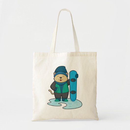 Kat als Snowboarder met Snowboard Tote Bag (Voorkant)