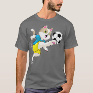 Kat als speler met bal t-shirt