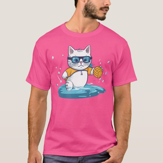 Kat als speler ontwerpt waterpolo t-shirt (Voorkant)