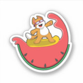 Kat als surfer met watermeloen sticker (Voorkant)