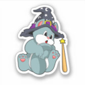 Kat als Tovenaar met Magische kaart & Pet Sticker (Voorkant)