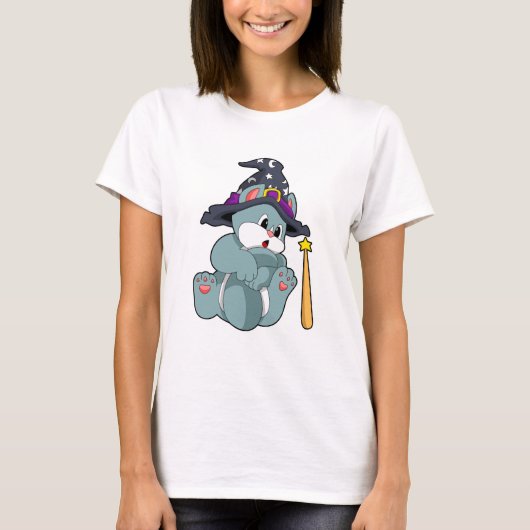 Kat als Tovenaar met Magische kaart & Pet T-shirt (Voorkant)
