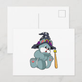 Kat als tovenaar met toverstaf & Hoed Briefkaart (Voorkant / Achterkant)