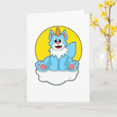 Kat als Unicorn op wolken en zon Kaart (Gele Bloem)