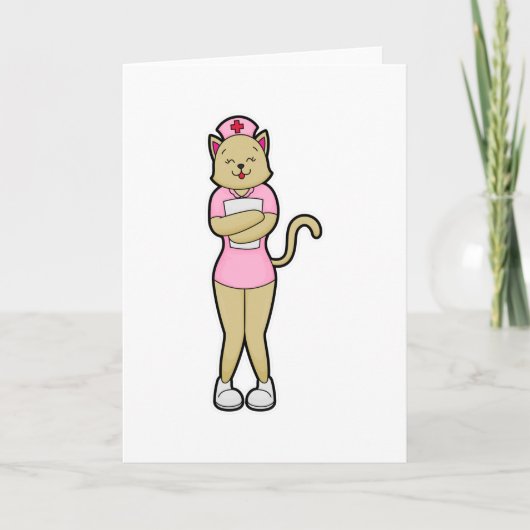 Kat als verpleegster met medische lijst kaart (Voorkant)