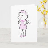 Kat als verpleegster met notitieblok kaart (Gele Bloem)