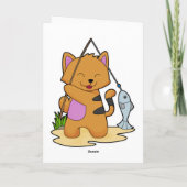 Kat als visser met hengel & vis kaart (Achterkant)