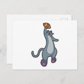 Kat als voetballer met voetbal briefkaart (Voorkant / Achterkant)