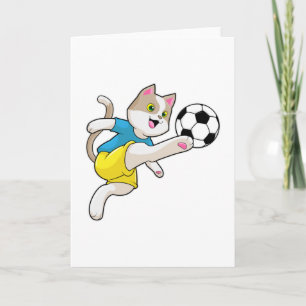 Kat als voetballer met voetbal kaart