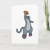 Kat als voetballspeler met voetbal kaart (Voorkant)