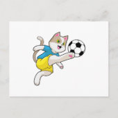 Kat als Voetbalspeler met Voetbal Briefkaart (Voorkant)