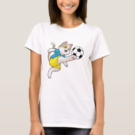 Kat als Voetbalspeler met Voetbal T-shirt
