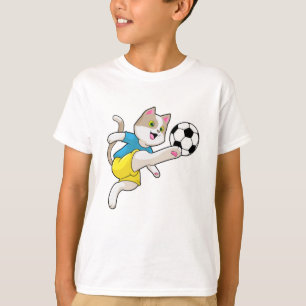 Kat als Voetbalspeler met Voetbal T-shirt