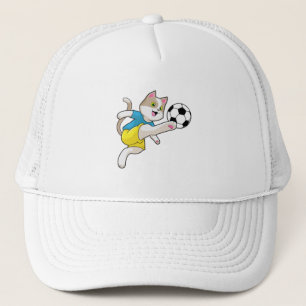 Kat als Voetbalspeler met Voetbal Trucker Pet