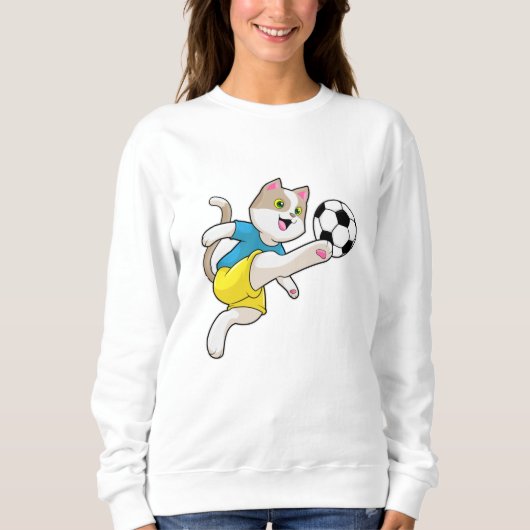 Kat als Voetbalspeler met Voetbal Trui (Voorkant)